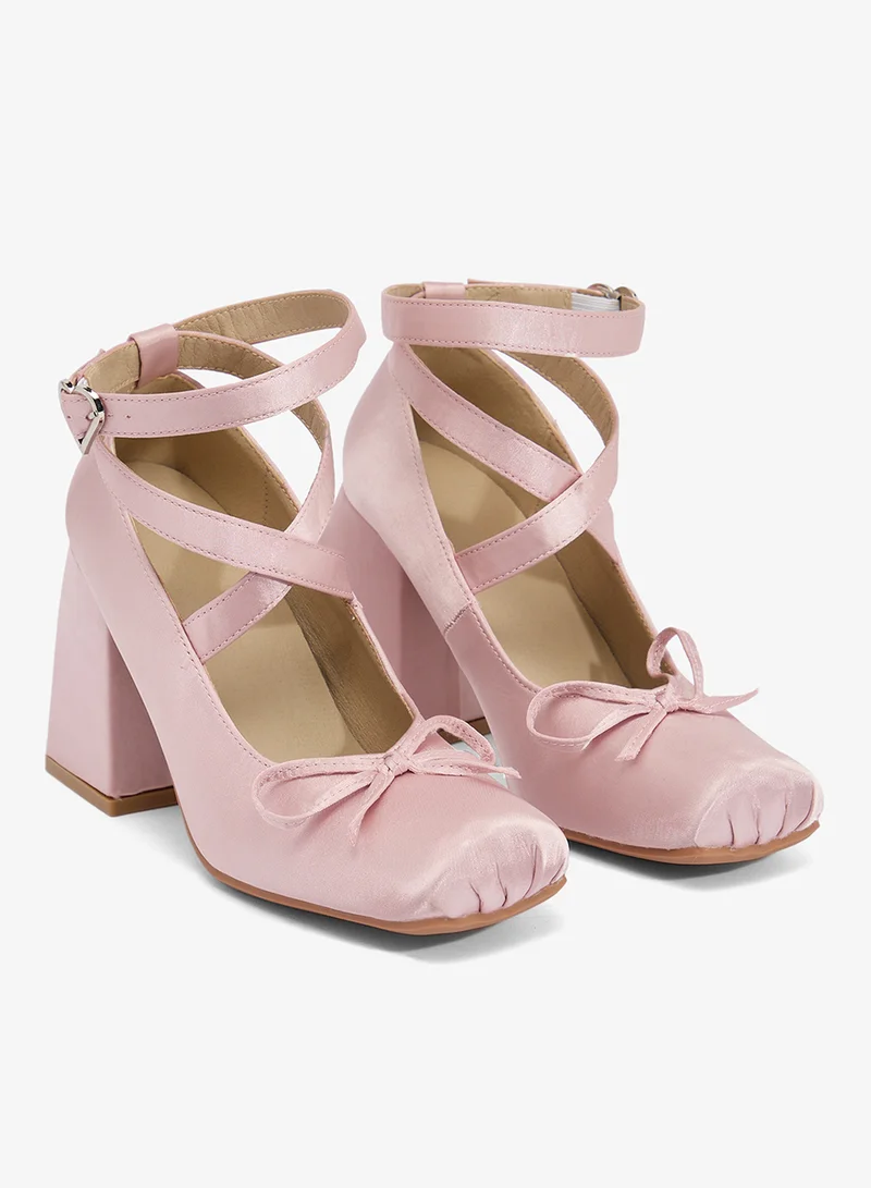 ELLA Pink Ballet High Heel Sandals Wrap Around for Women | Best Price UAE